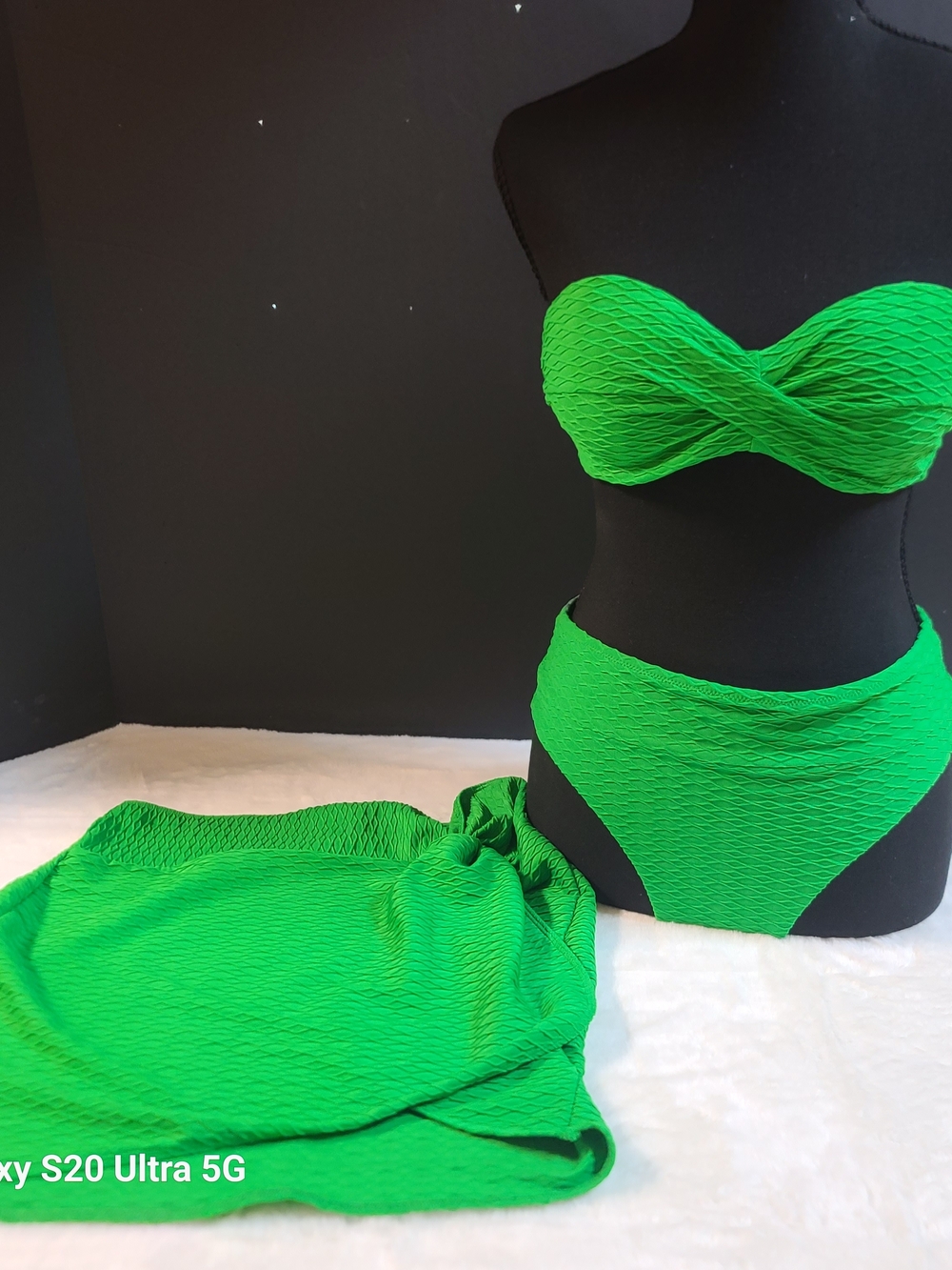 Victoria's Secret Neon Green Textured Bandeau Bikini Set